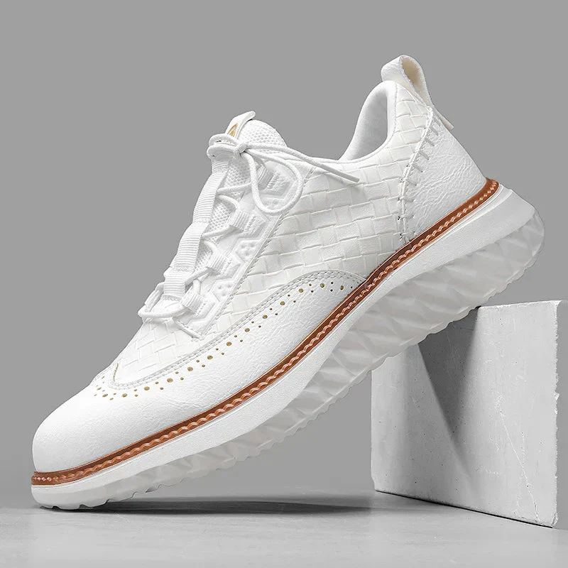 Basketweave Brogue Lace-Up Sneakers for Men – Orthopedic Support & Style - Image 2