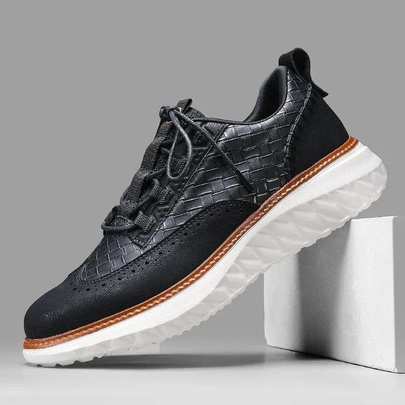 Basketweave Brogue Lace-Up Sneakers for Men – Orthopedic Support & Style - Image 3
