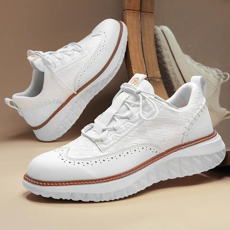 Basketweave Brogue Lace-Up Sneakers for Men – Orthopedic Support & Style - Image 8