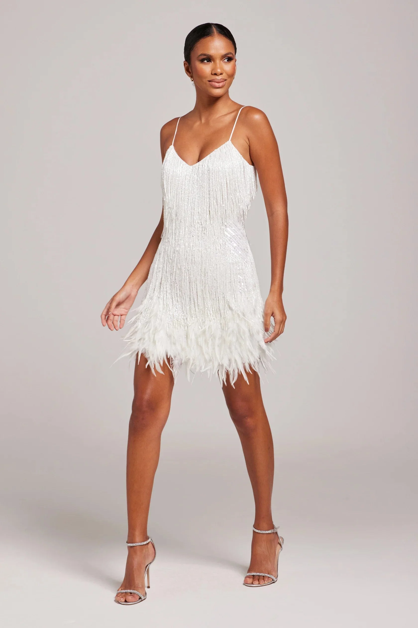 Beaded Fringe Feather Mini Cocktail Dress for Women – Elegant & Eye-Catching - Image 2