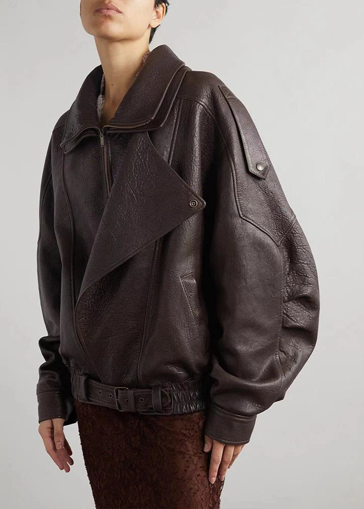 Belted Oversized Bomber Jacket for Women – Stylish Casual Comfort