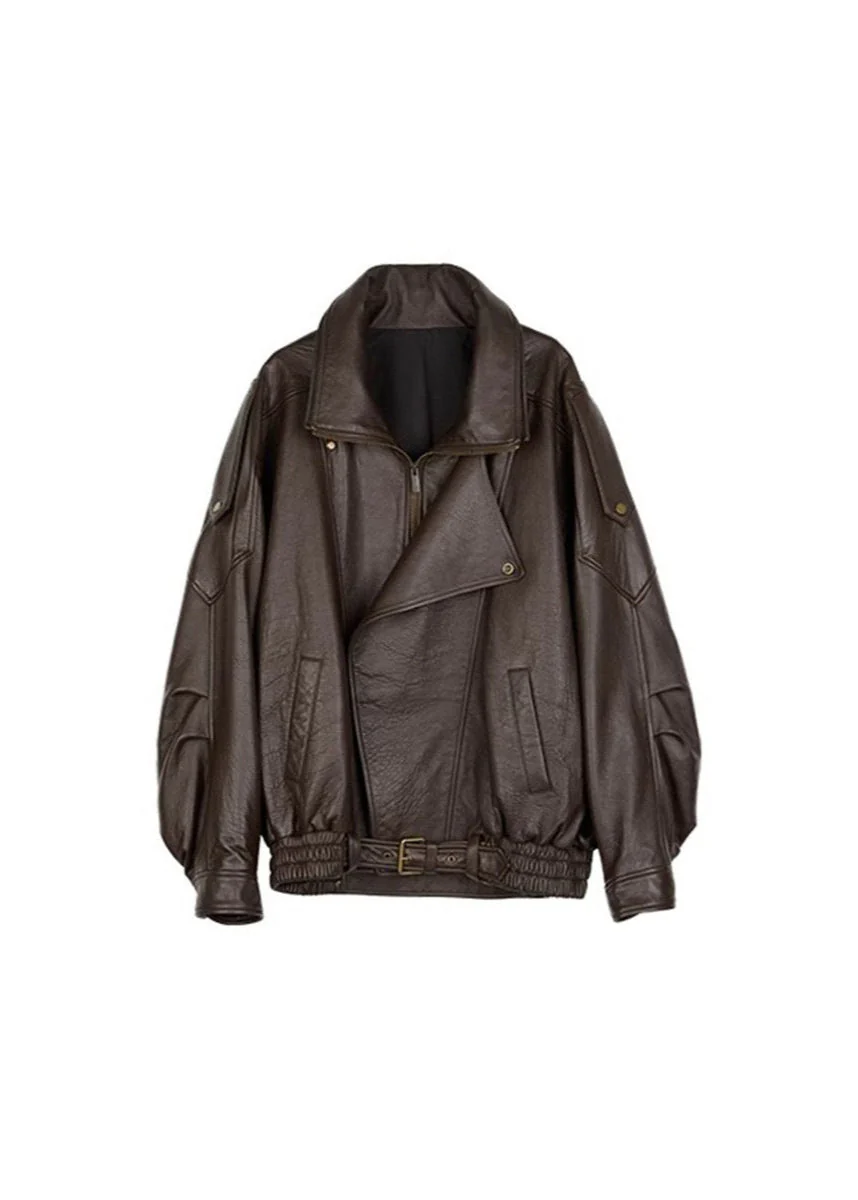Belted Oversized Bomber Jacket for Women – Stylish Casual Comfort - Image 3
