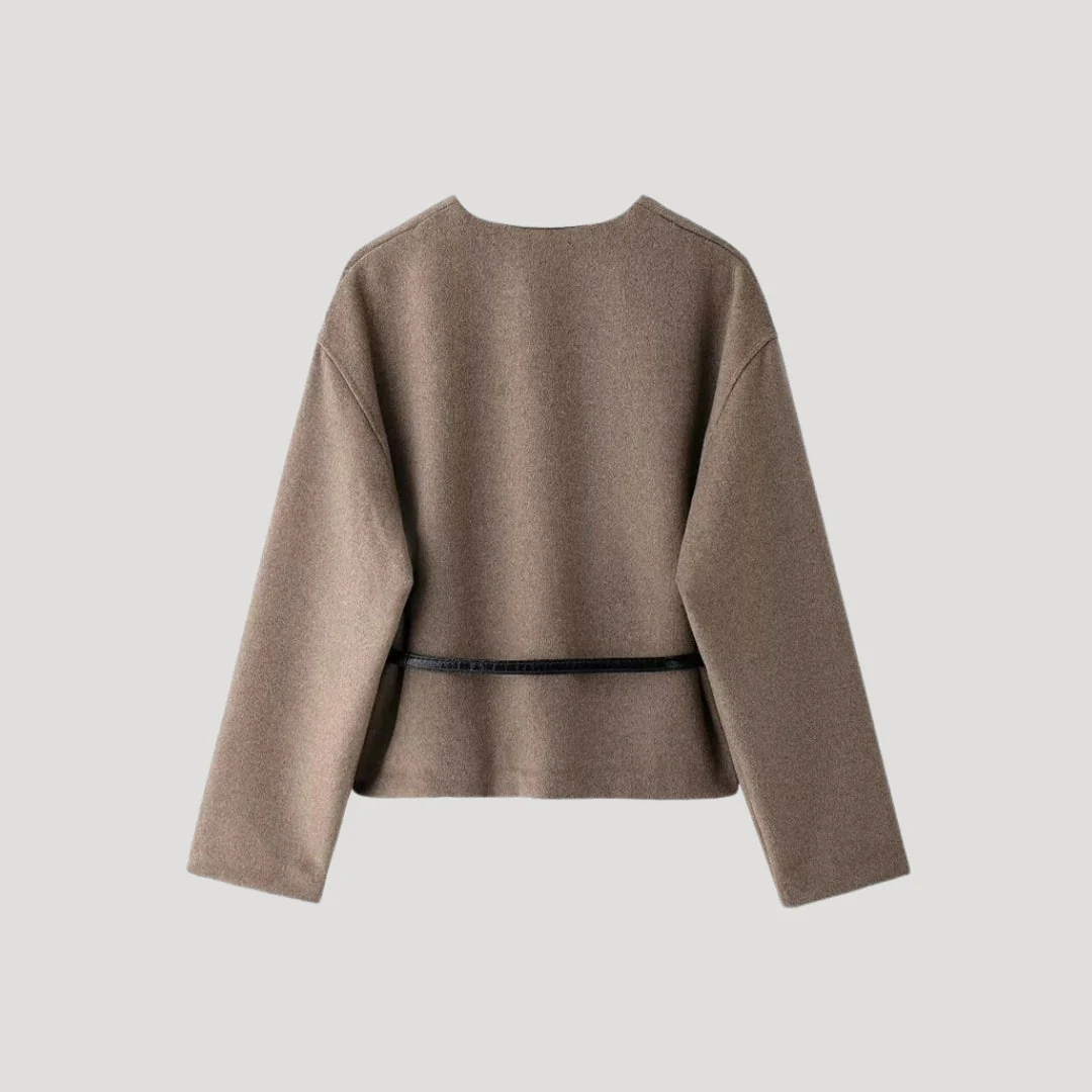 Belted Relaxed Fit Wrap Jacket for Women – Cozy Casual Comfort - Image 2