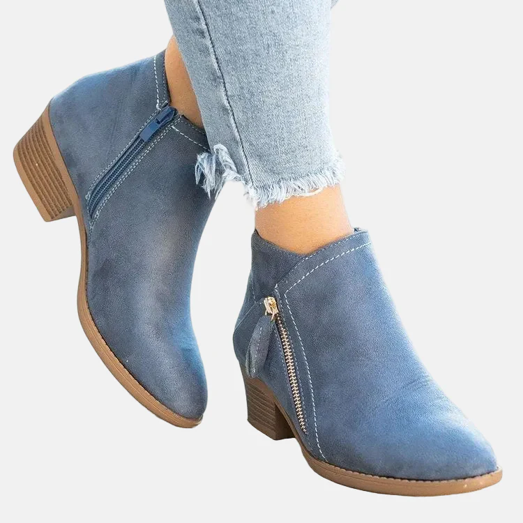 Block Heel Zip Ankle Boots for Women – Sleek & Everyday Comfort - Image 2