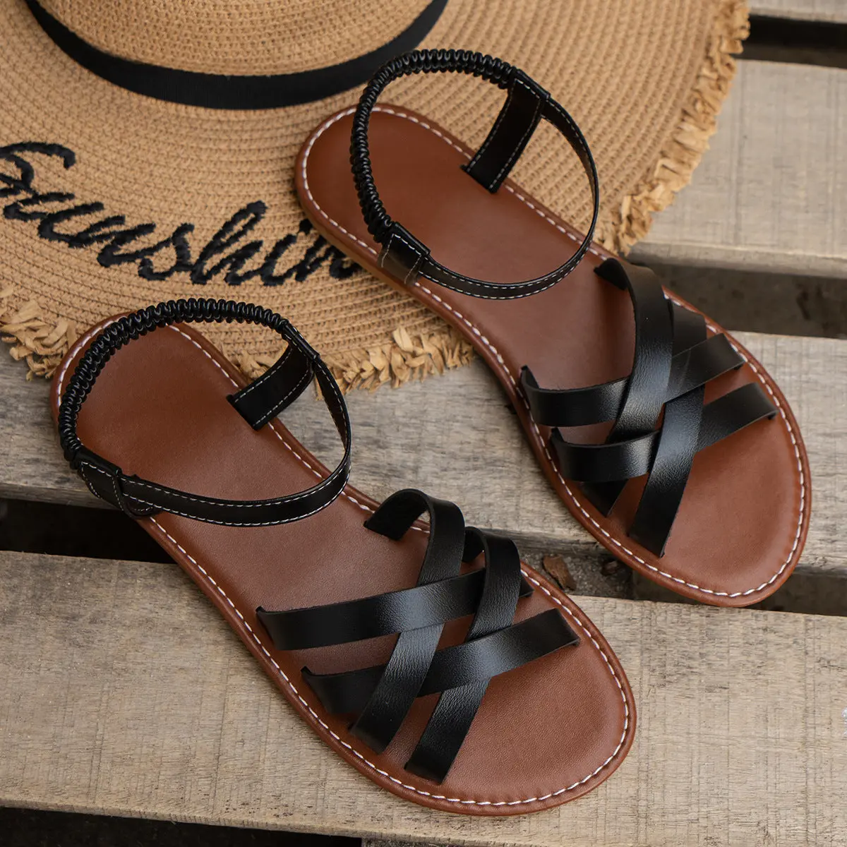 Breathable Cross Strap Sandals for Women – Comfortable & Versatile - Image 3