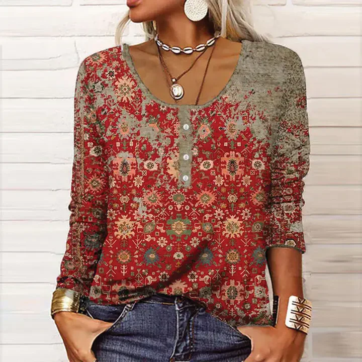 Buttoned Long Sleeve Blouse for Women – Effortless Style & Comfort