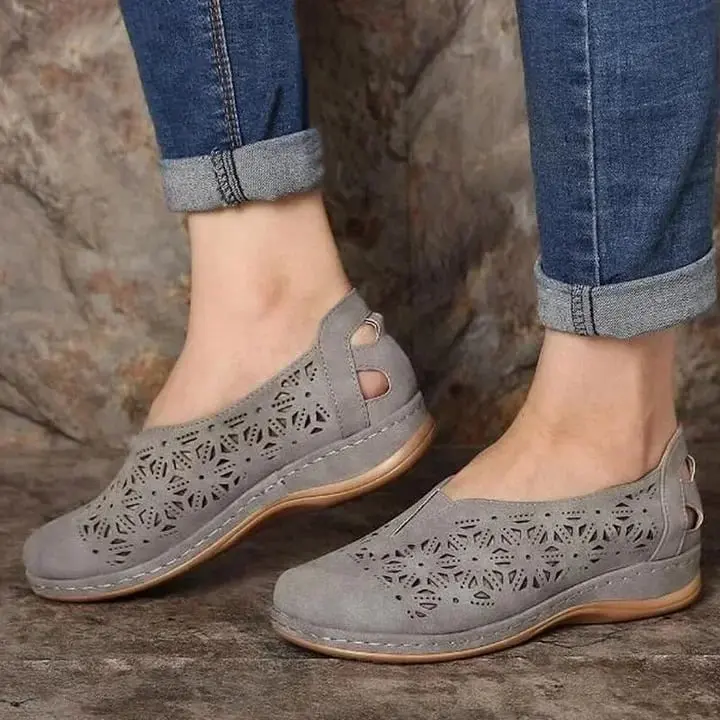 Chic Cut-Out Slip-On Shoes for Women – Stylish & Comfortable Low Wedge Design - Image 5