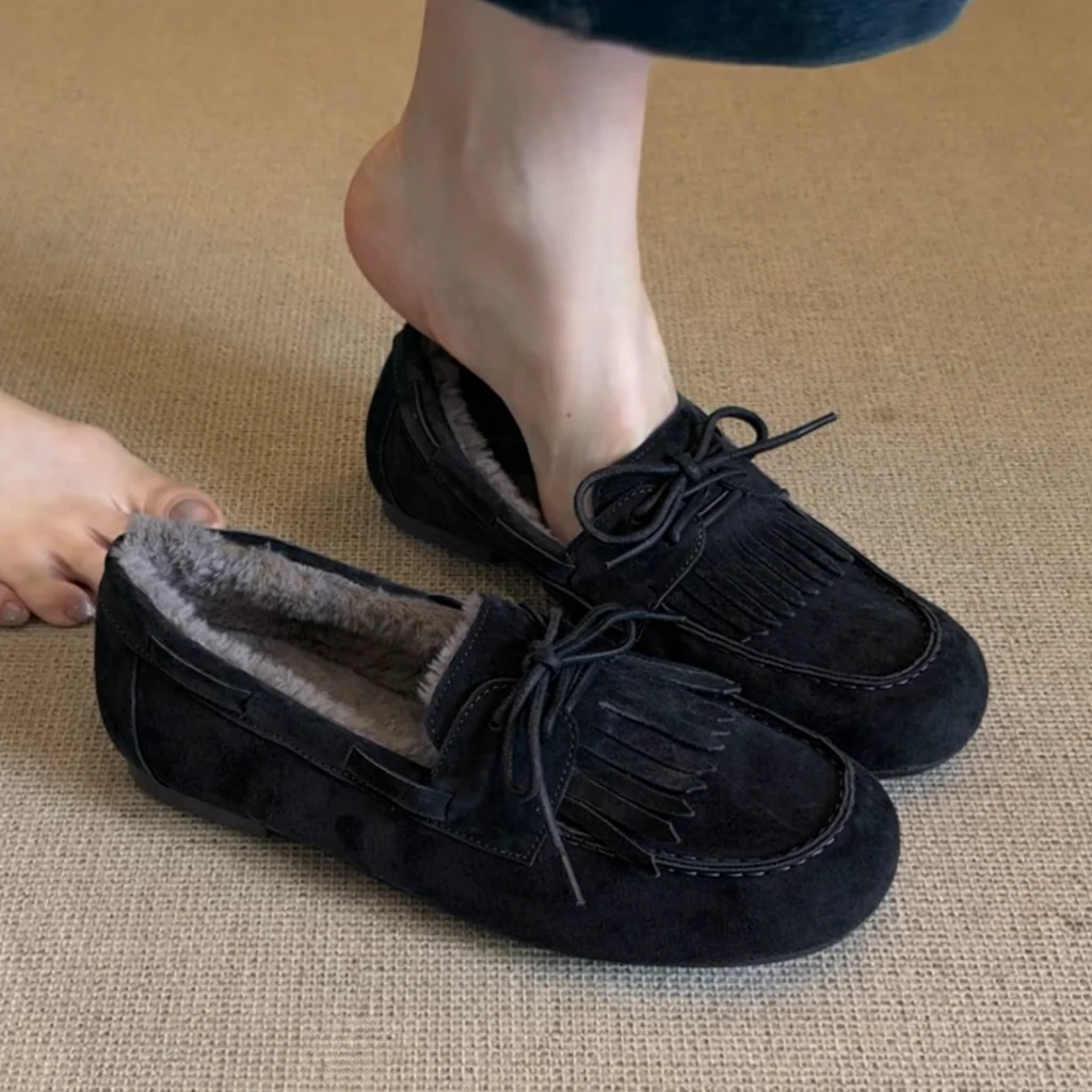 Cozy Fringe Loafers for Women – Warm Lined Comfort & Classic Style - Image 4