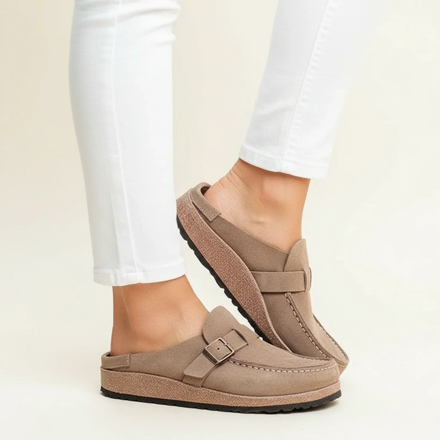 Chunky Sole Buckle Moc Toe Slip-On Mules for Women – Orthopedic Comfort & Style - Image 2