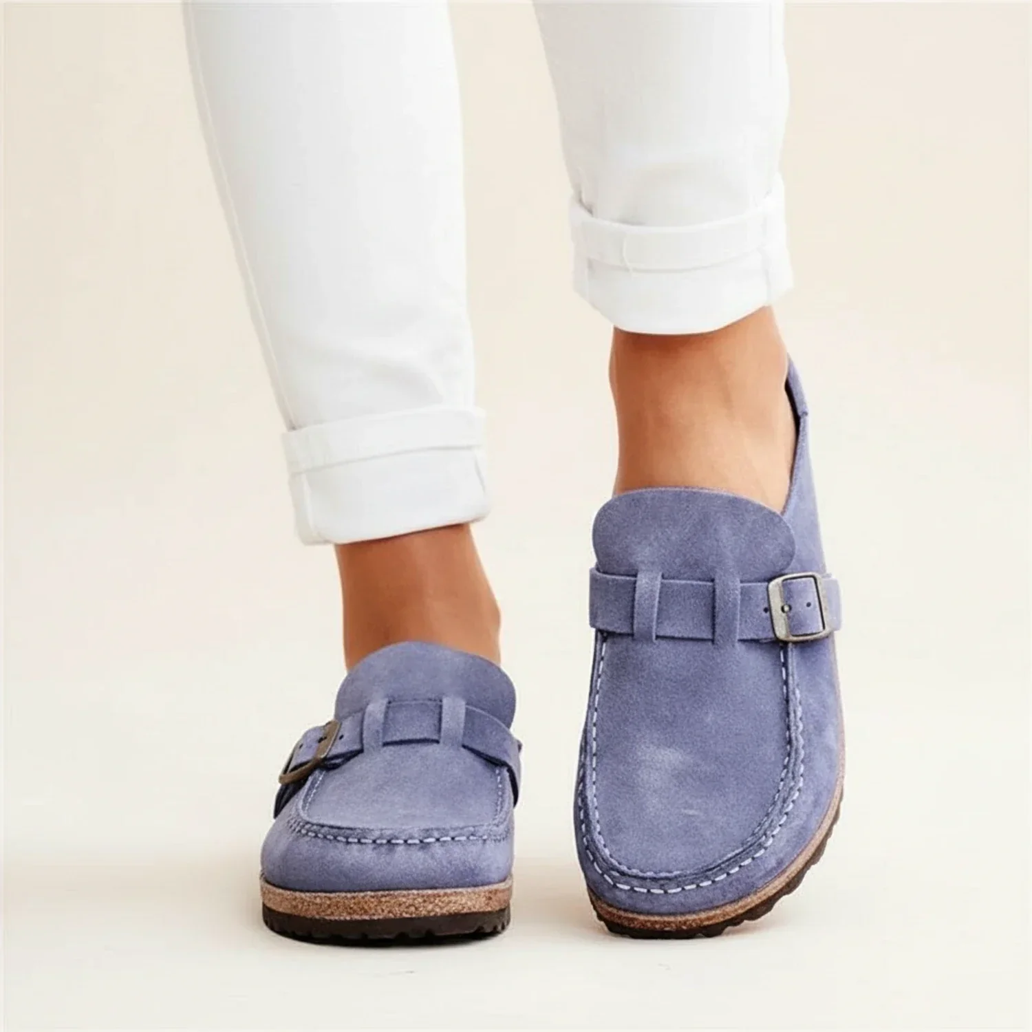 Chunky Sole Buckle Moc Toe Slip-On Mules for Women – Orthopedic Comfort & Style - Image 5