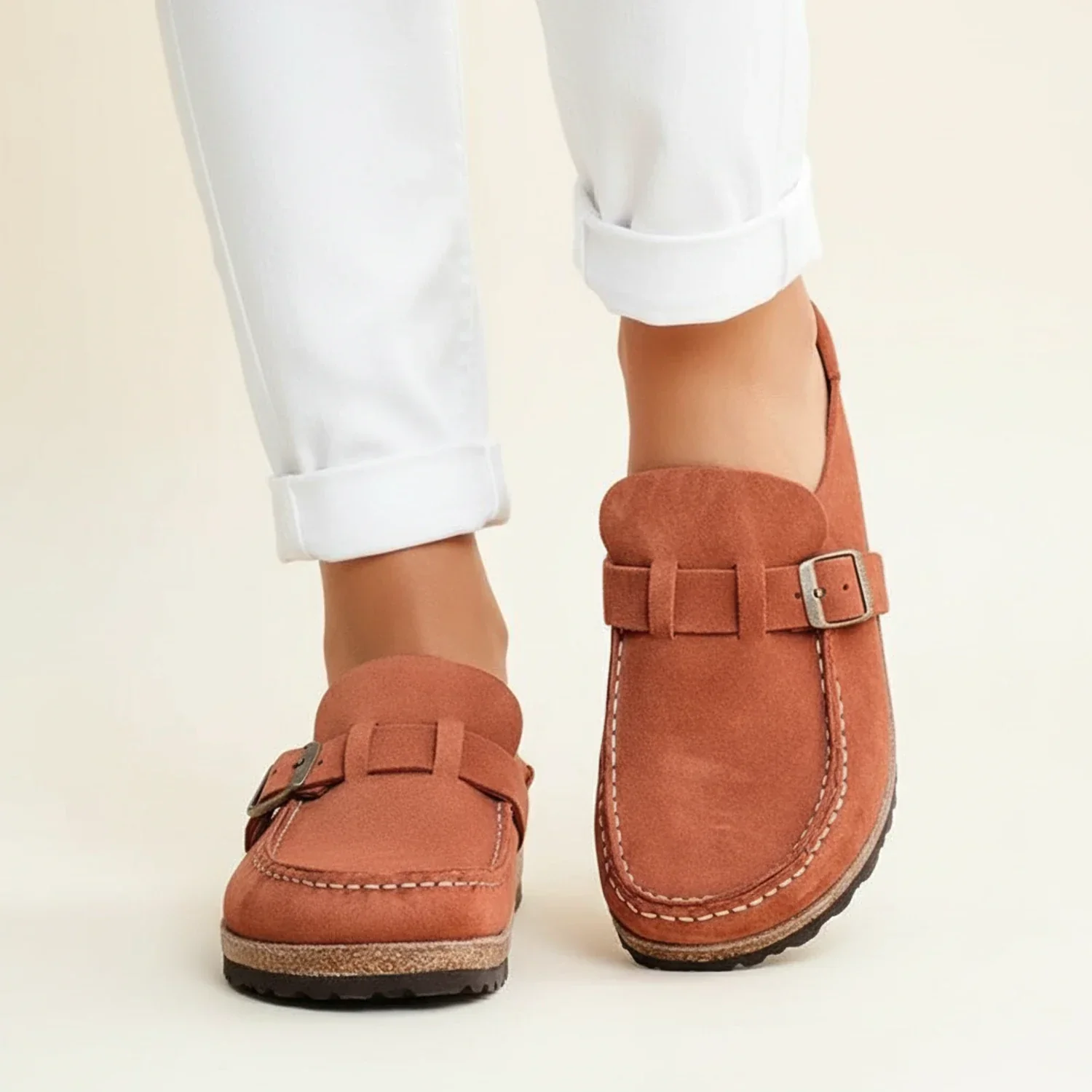 Chunky Sole Buckle Moc Toe Slip-On Mules for Women – Orthopedic Comfort & Style - Image 7