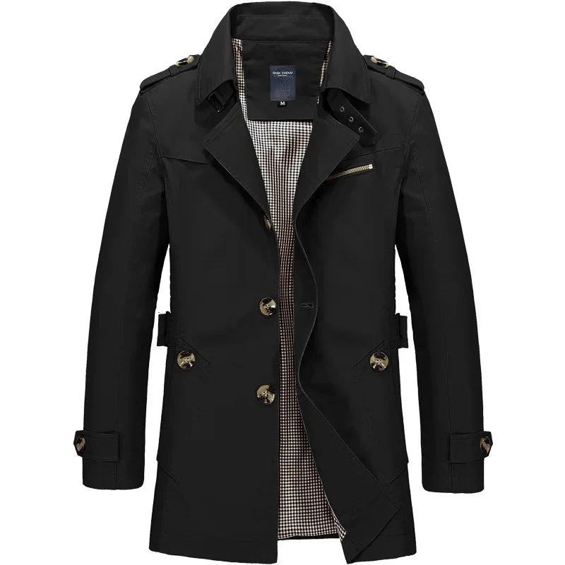 Classic Belted Knee-Length Trench Coat for Men – Timeless Style & Comfort - Image 6