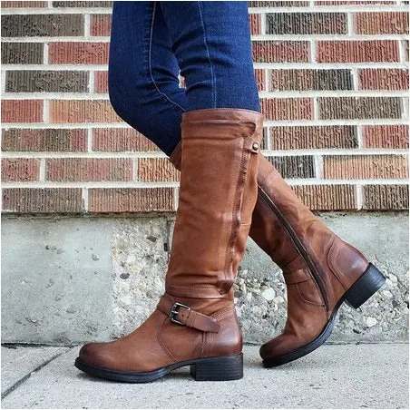 Classic Round Toe Knee-High Boots for Women – Stylish & Comfortable - Image 3