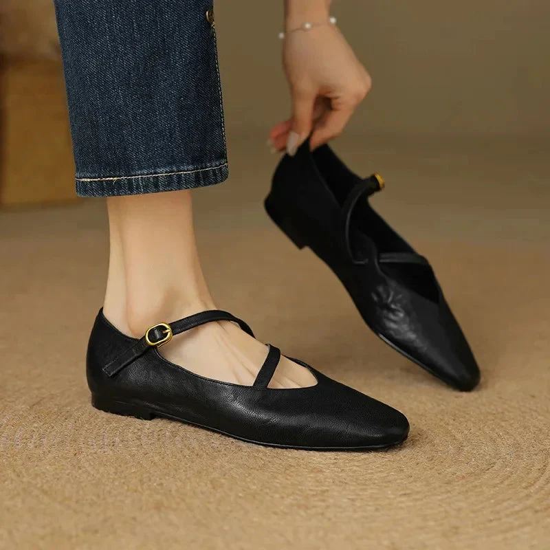 Closed Toe Buckle Strap Mary Jane Flats for Women – Stylish Everyday - Image 4