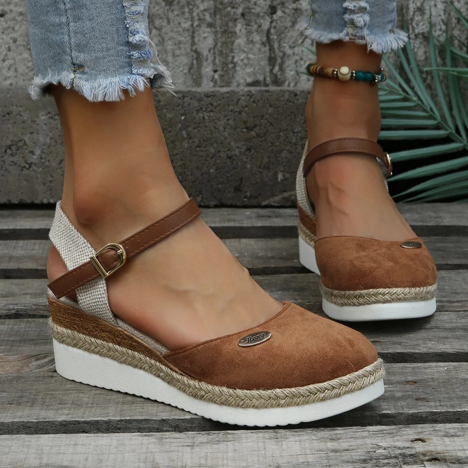 Closed-Toe Espadrille Wedge Sandals for Women – Stylish & Comfortable - Image 2