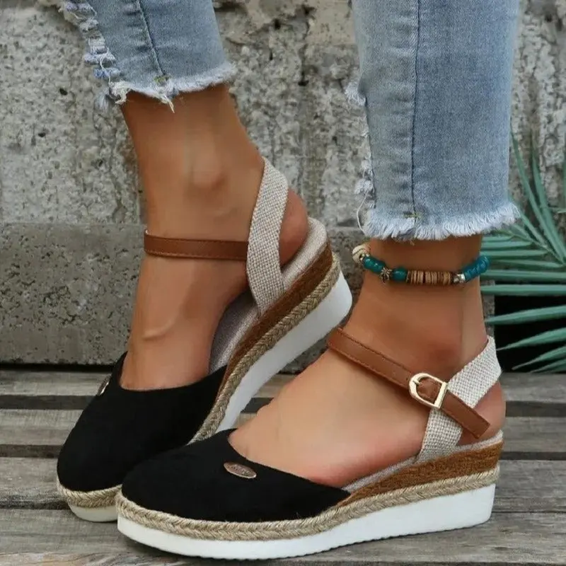 Closed Toe Wedge Sandals for Women – Chic & Comfortable Espadrille Design - Image 2