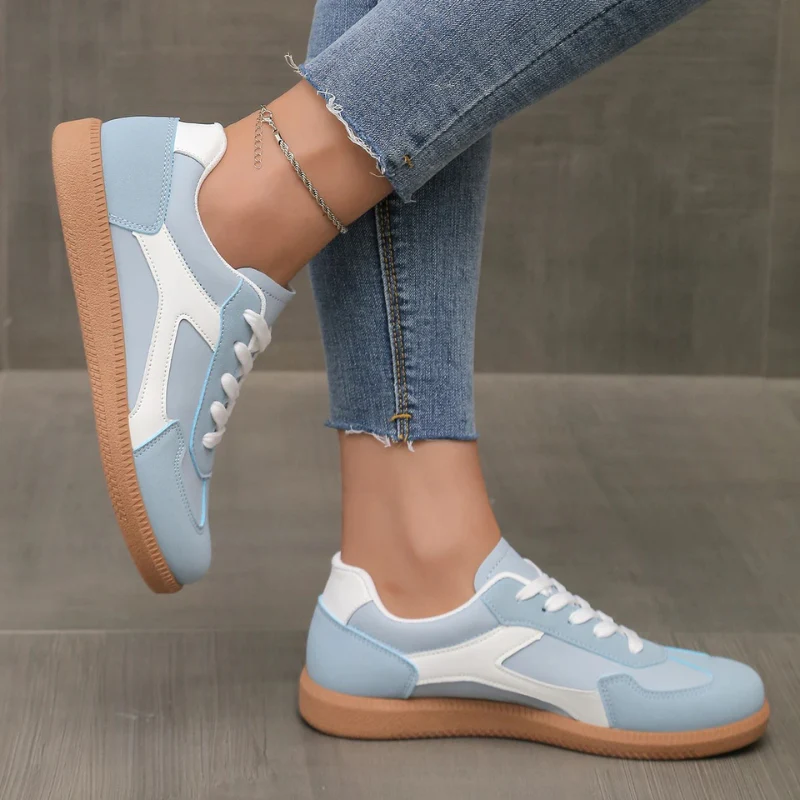 Color Block Lace-Up Sneakers for Women – Stylish Casual Comfort - Image 3