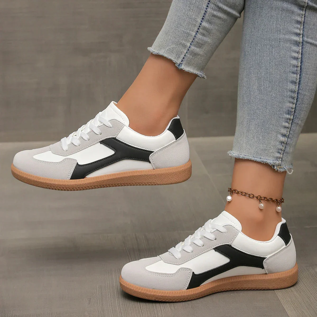 Color Block Lace-Up Sneakers for Women – Stylish Casual Comfort - Image 6