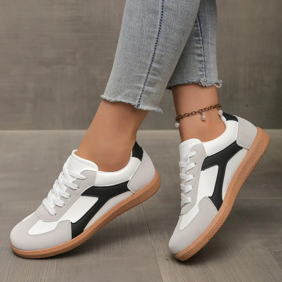 Color Block Lace-Up Sneakers for Women – Stylish Casual Comfort - Image 7
