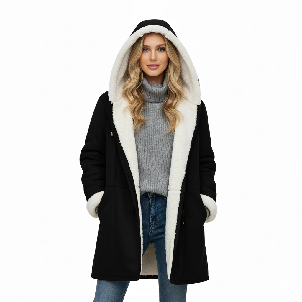 Comfort Hooded Coat for Women – Warm Mid-Length Toggle Jacket - Image 2