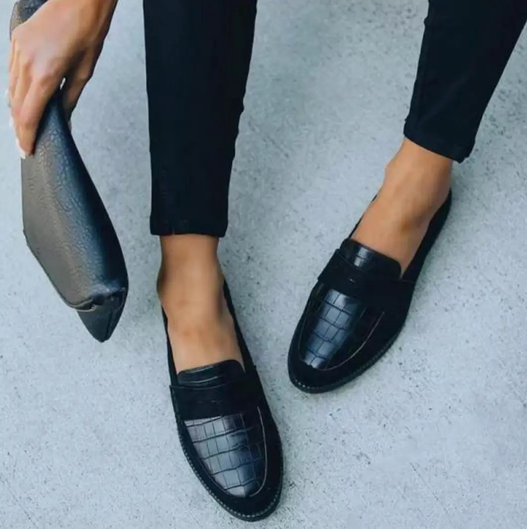 Croc-Embossed Slip-On Loafers for Women – Chic & Comfortable - Image 4