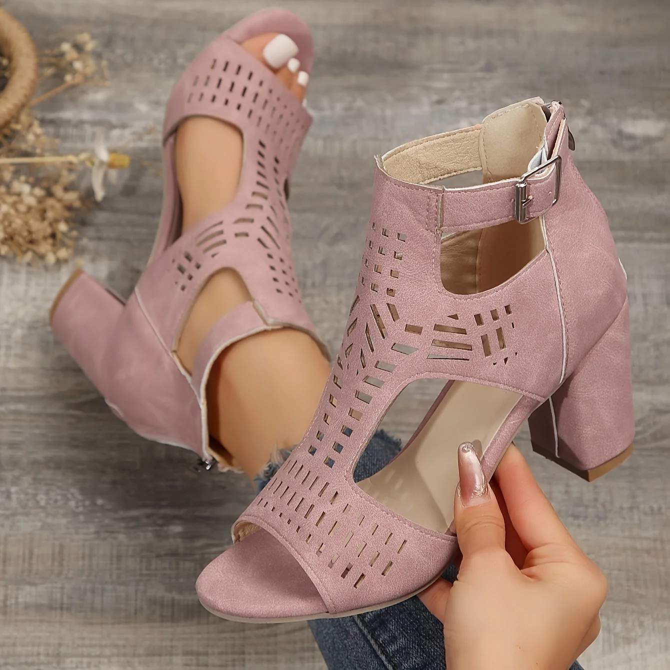 Cut-Out Peep-Toe Ankle Boots for Women – Chic & Versatile - Image 7