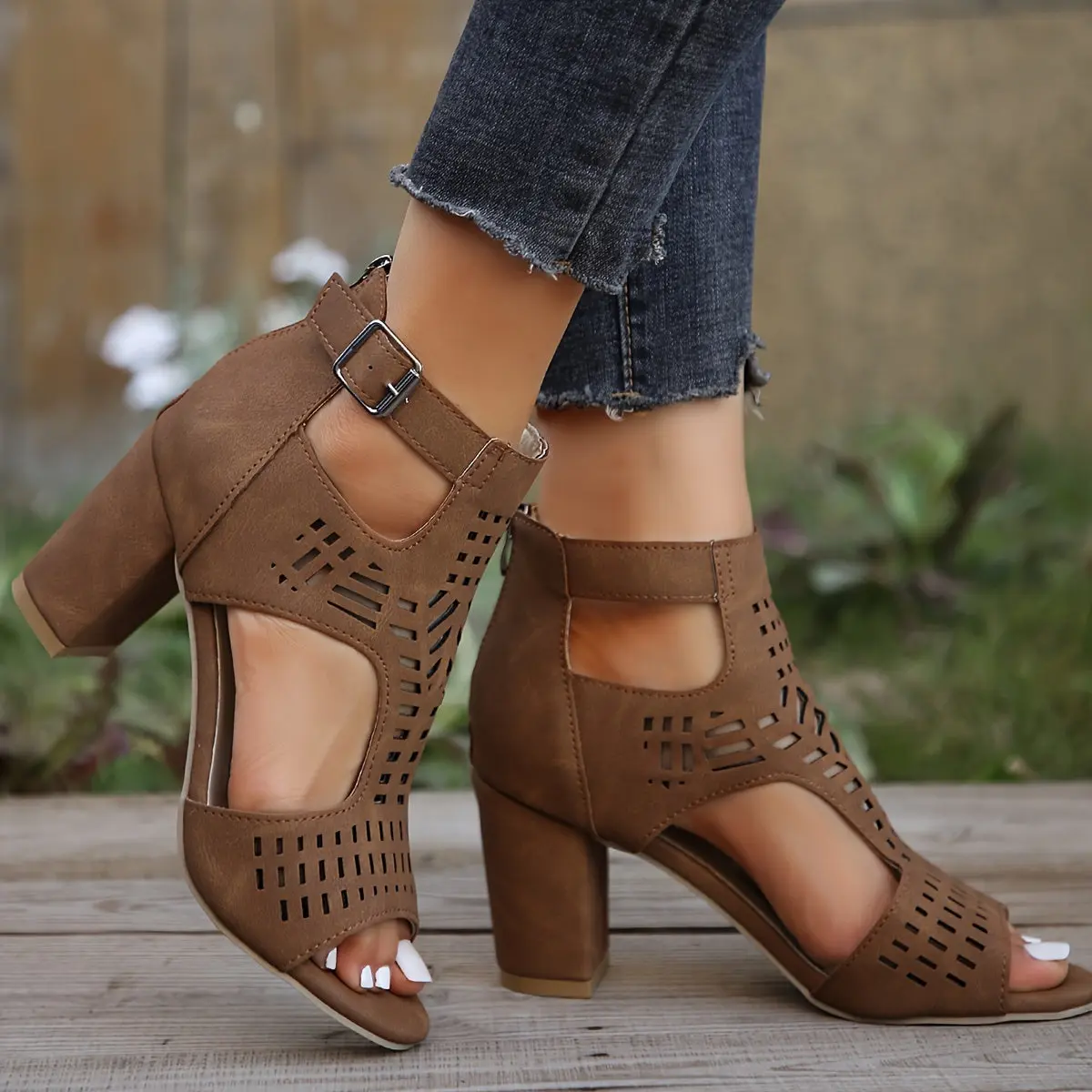 Cut-Out Peep-Toe Ankle Boots for Women – Edgy & Stylish - Image 8