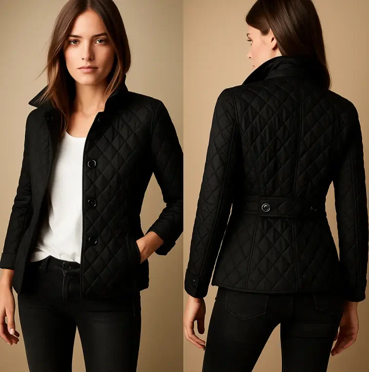 Diamond Quilted Jacket for Women – Stylish & Cozy Winter Layer - Image 4