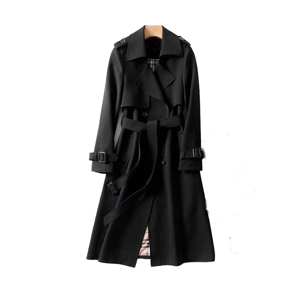 Double-Breasted Belted Mid-Calf Trench Coat for Women – Stylish & Functional Design - Image 2
