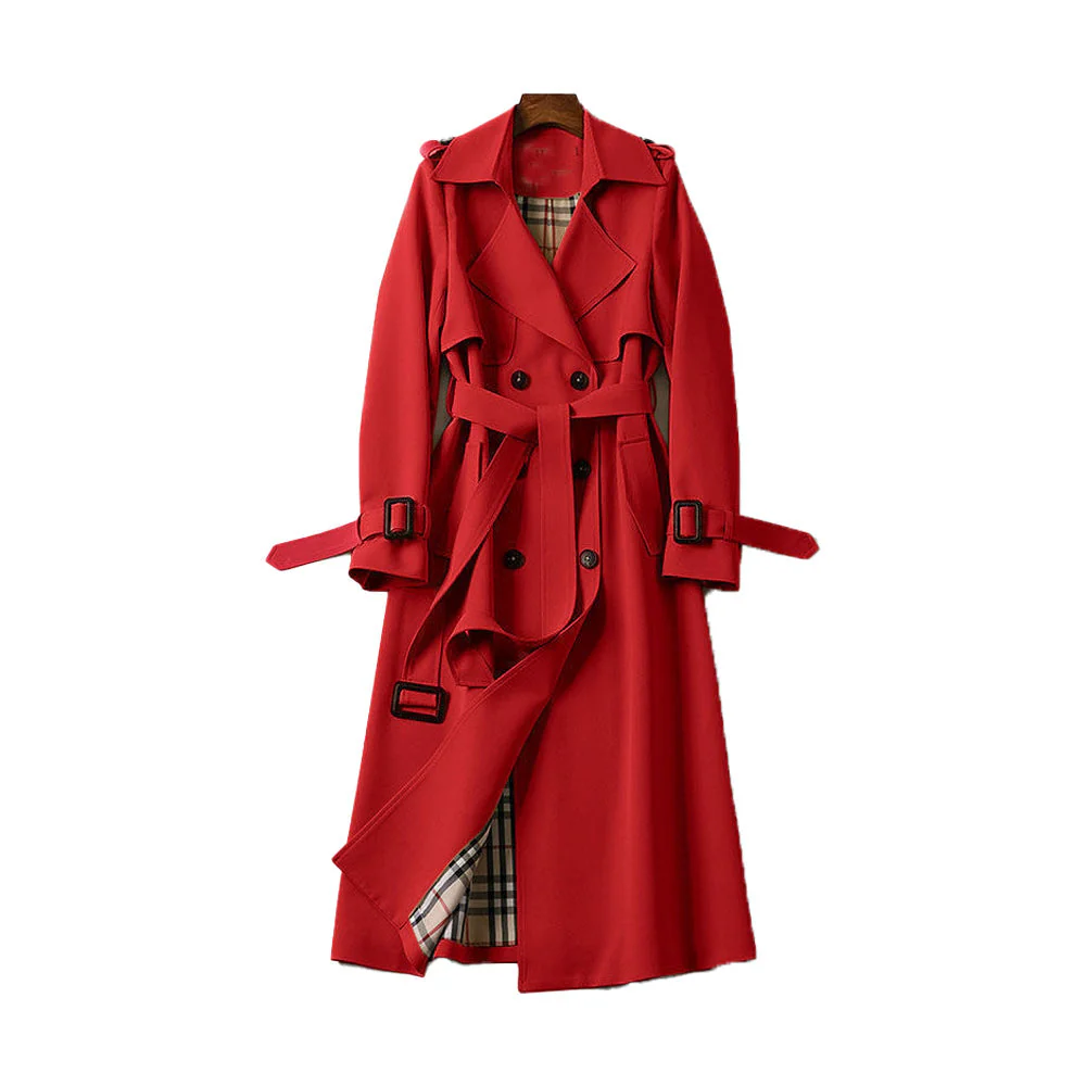 Double-Breasted Belted Mid-Calf Trench Coat for Women – Stylish & Functional Design - Image 6
