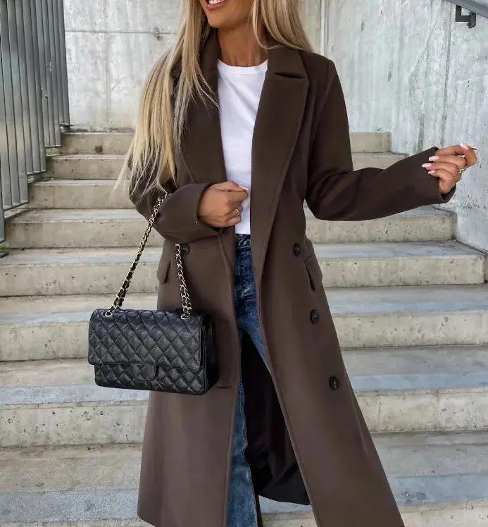 Double-Breasted Winter Coat for Women – Elegant & Structured - Image 2