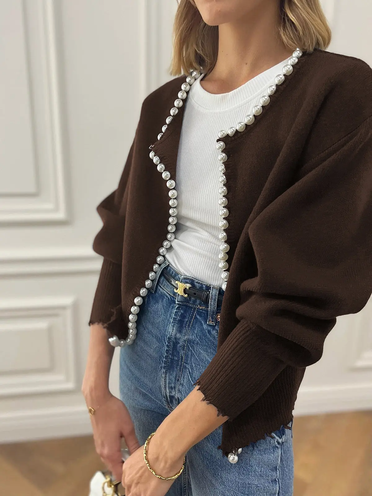 Elegant Pearl Trim Cardigan for Women – Stylish & Versatile Layering Piece - Image 10