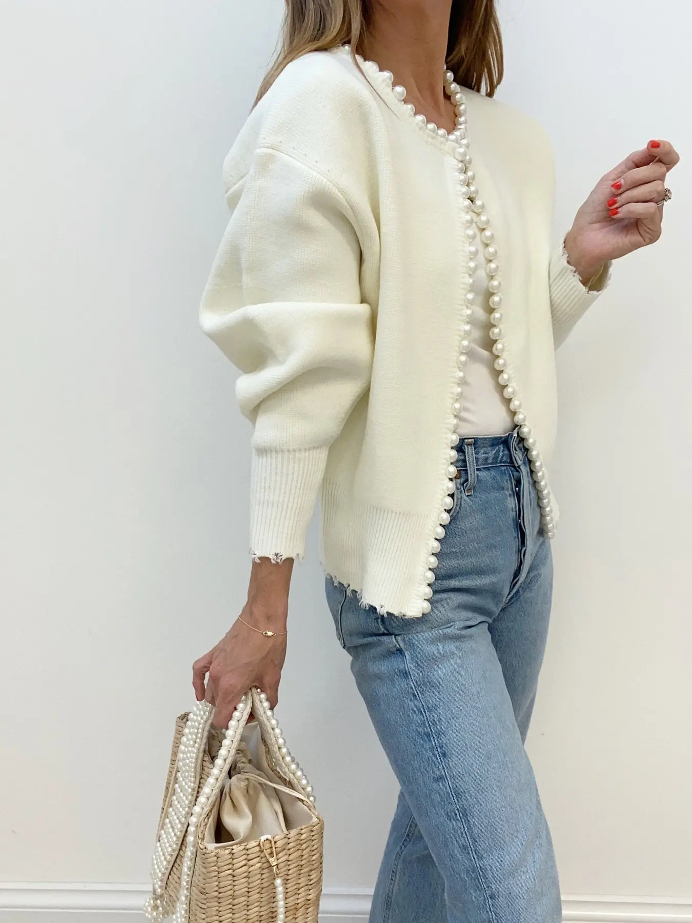 Elegant Pearl Trim Cardigan for Women – Stylish & Versatile Layering Piece - Image 4