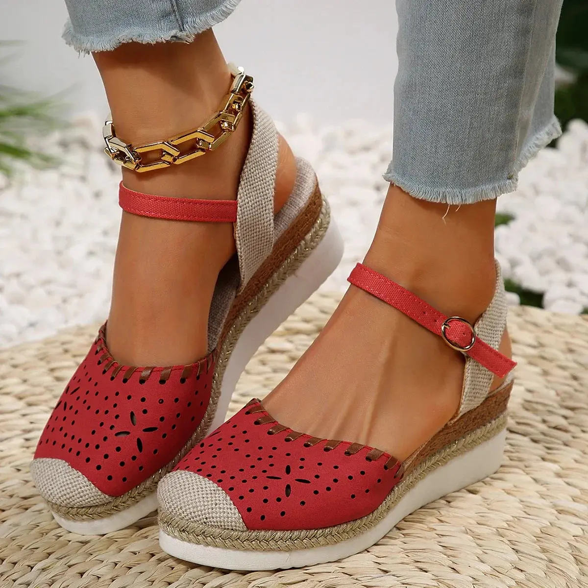 Espadrille Wedge Sandals for Women – Stylish & Comfortable Closed Toe Design