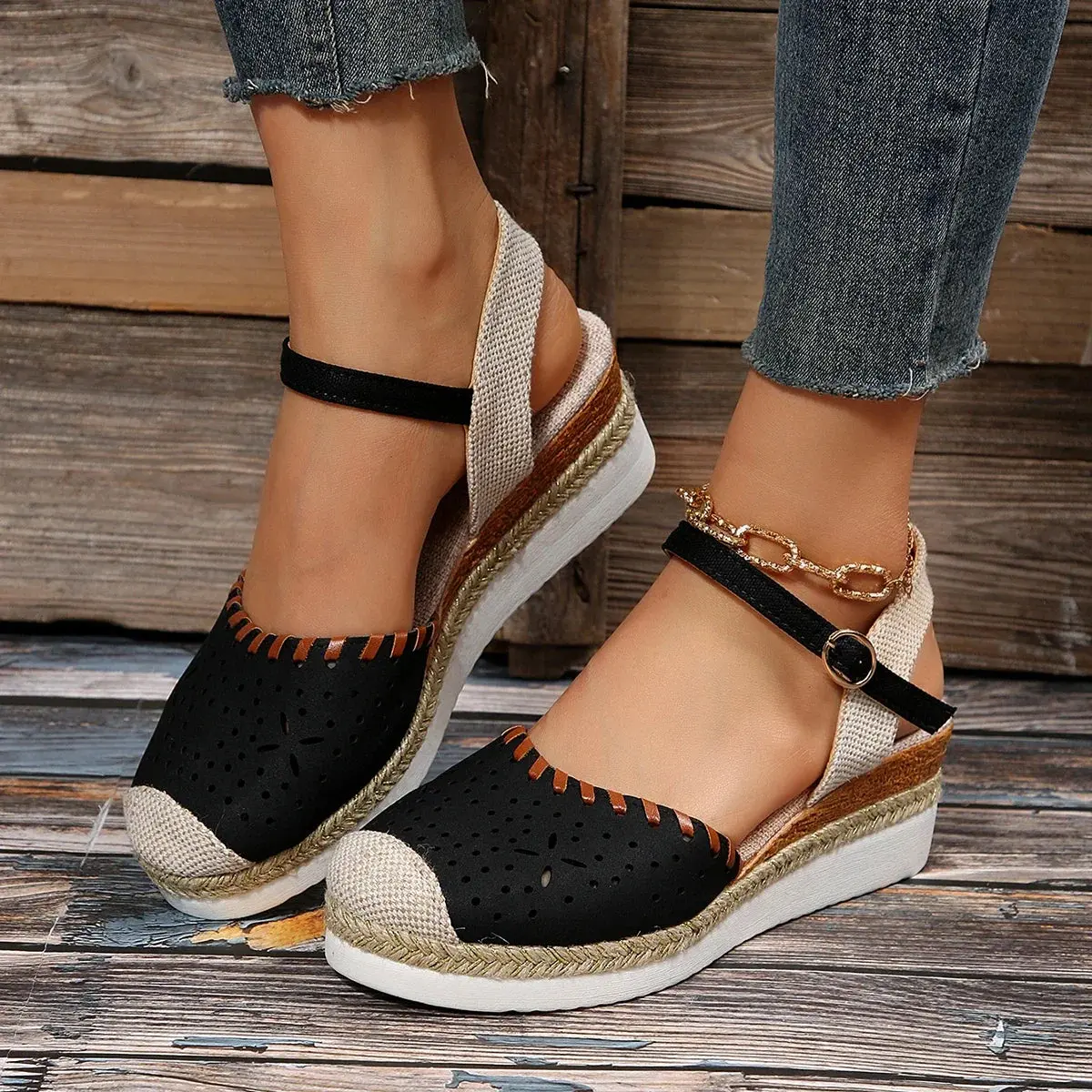 Espadrille Wedge Sandals for Women – Stylish & Comfortable Closed Toe Design - Image 6