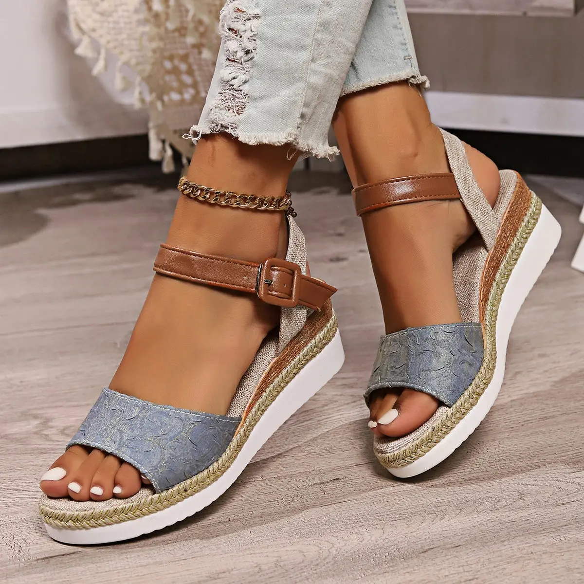 Espadrille Wedge Sandals for Women – Stylish & Comfortable Open Toe Design - Image 2