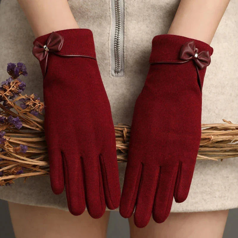 Fitted Bow Detail Wrist-Length Gloves for Women – Stylish & Cozy Design - Image 5