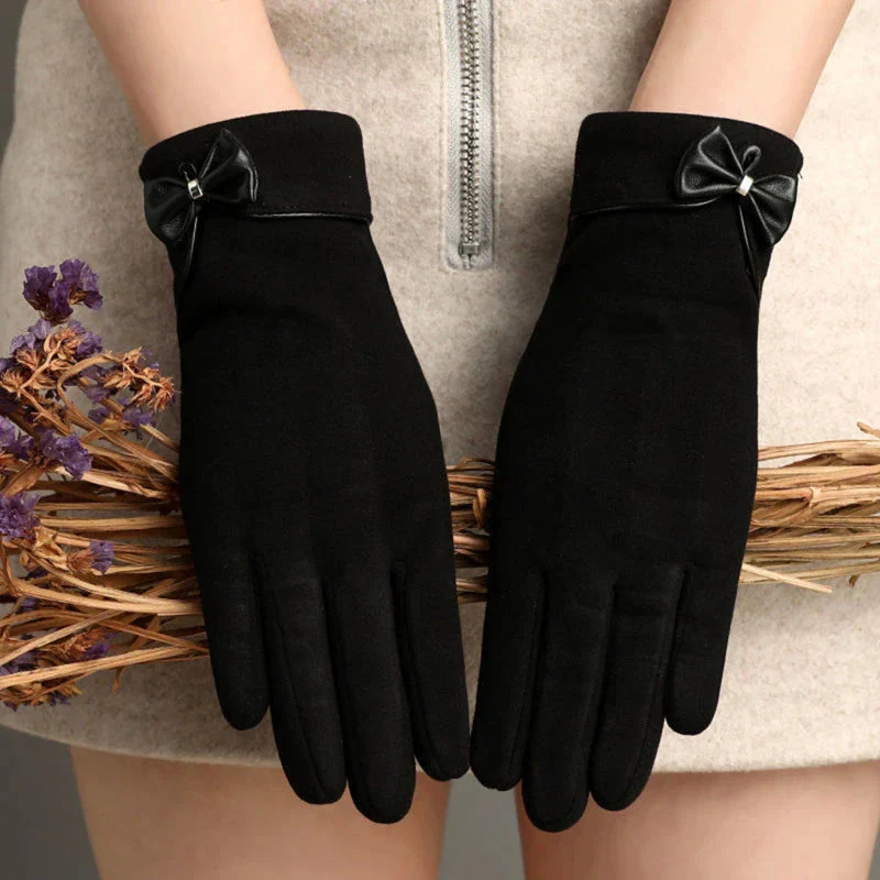 Fitted Bow Detail Wrist-Length Gloves for Women – Stylish & Cozy Design - Image 6