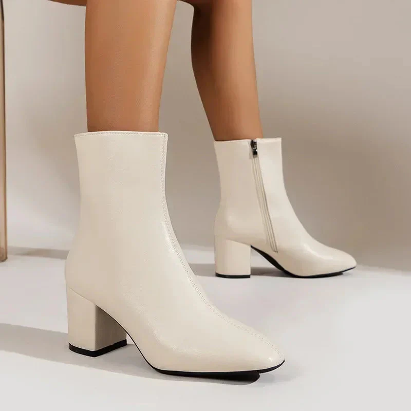 Fitted Almond Toe Block Heel Ankle Boots for Women – Stylish Everyday Comfort - Image 2