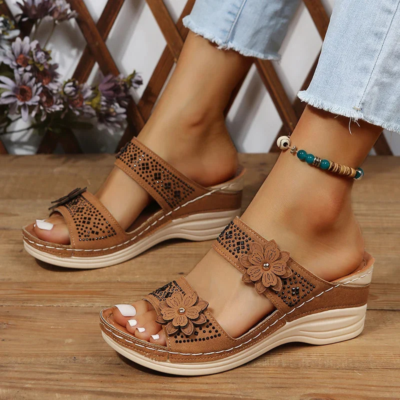 Floral Accent Wedge Sandals for Women – Stylish & Comfortable Wedge Heels - Image 2