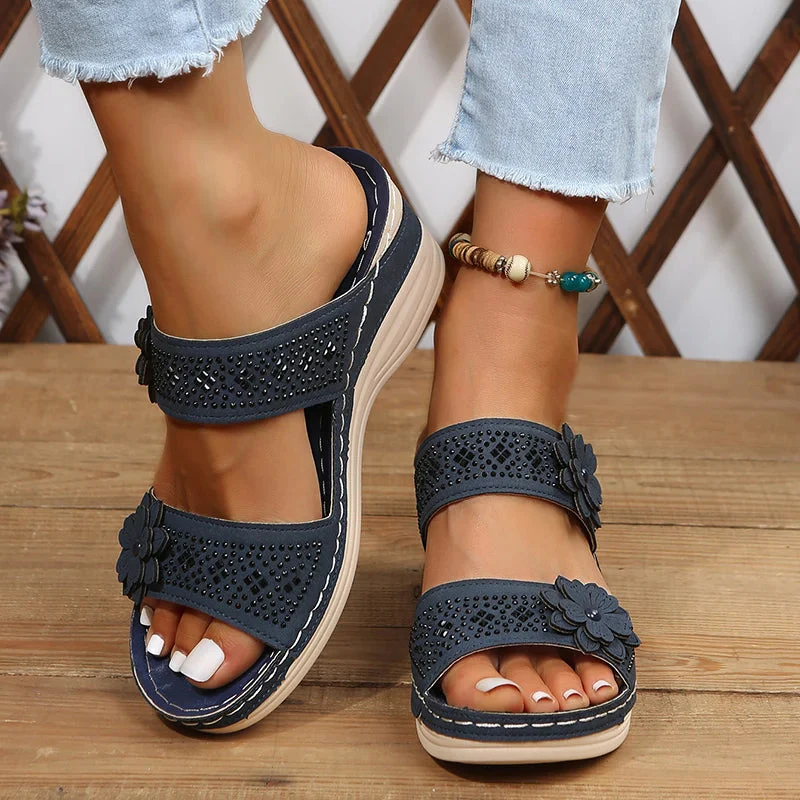 Floral Accent Wedge Sandals for Women – Stylish & Comfortable Wedge Heels - Image 5