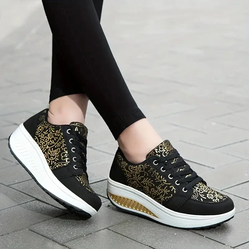 Floral Lace-Up Platform Sneakers for Women – Stylish & Comfortable - Image 2