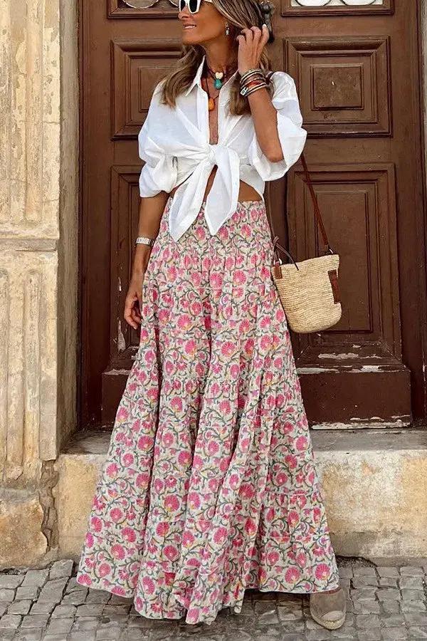 Floral Print Maxi Skirt for Women – Effortless Bohemian Style - Image 4