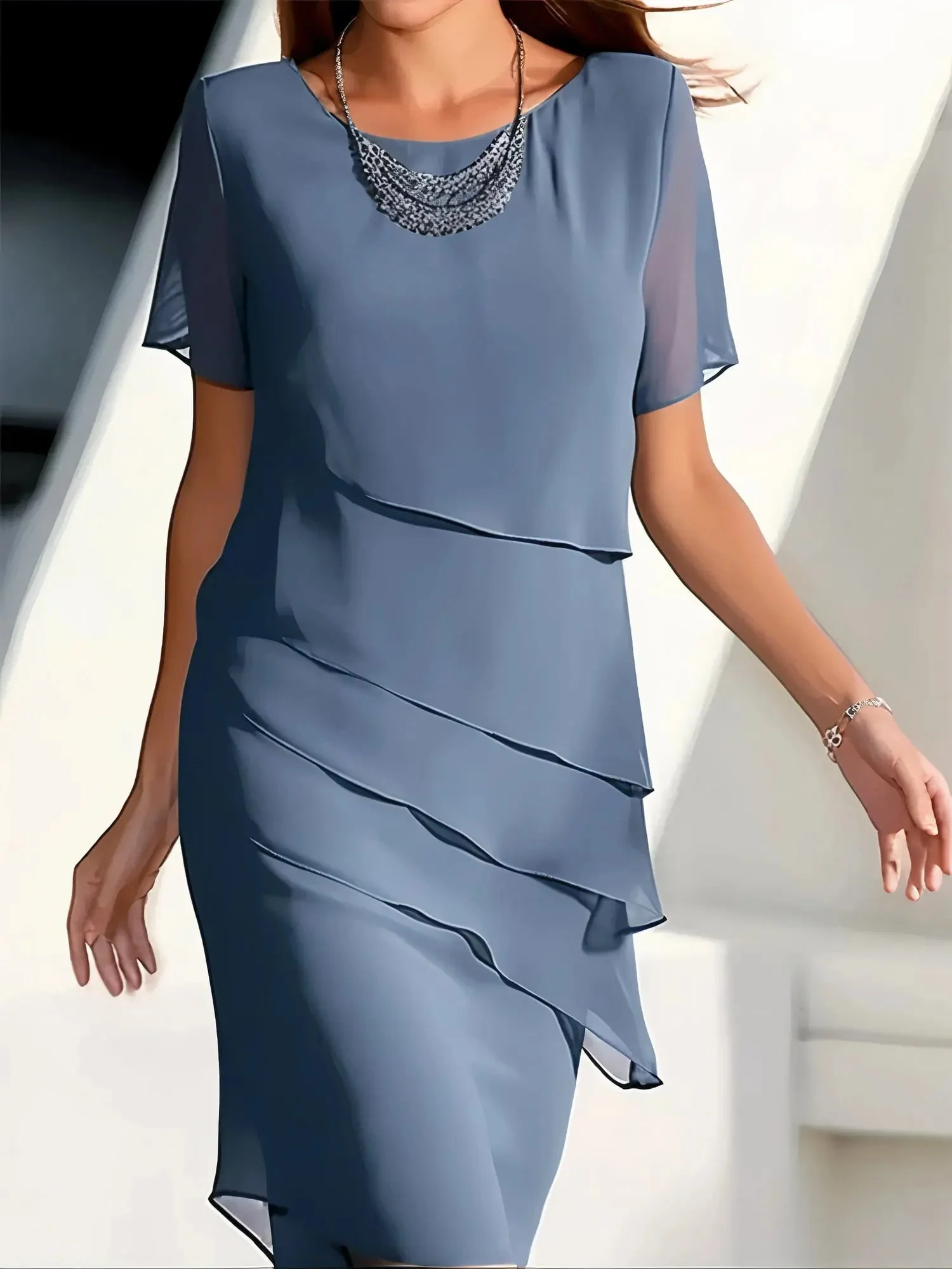 Flowing Tiered Chiffon Dress for Women – Elegant Wedding Guest & Summer Style - Image 2