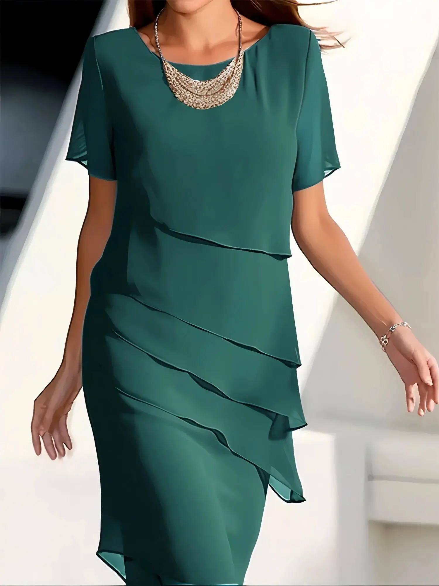 Flowing Tiered Chiffon Dress for Women – Elegant Wedding Guest & Summer Style - Image 3