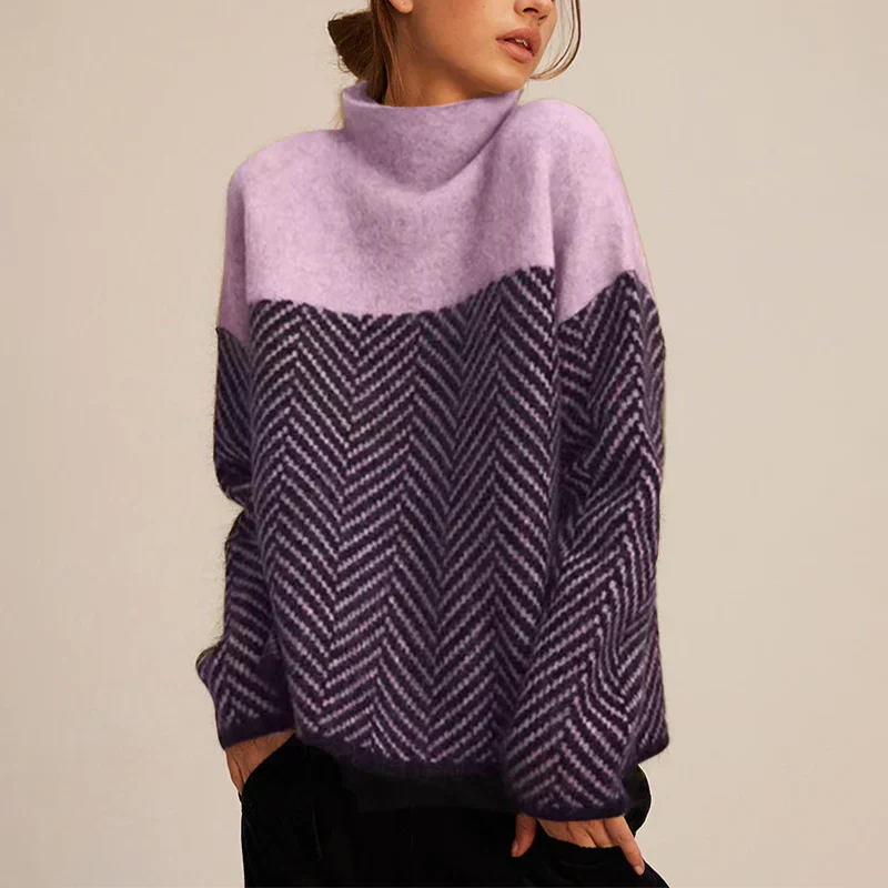 Herringbone Oversized Sweater for Women – Cozy & Stylish Layering - Image 3