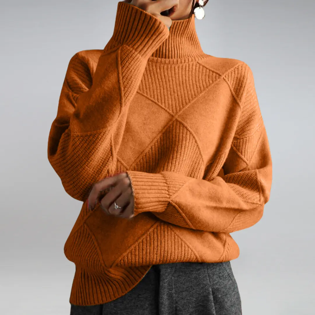 High Neck Turtleneck Sweater for Women – Cozy Oversized Style - Image 10