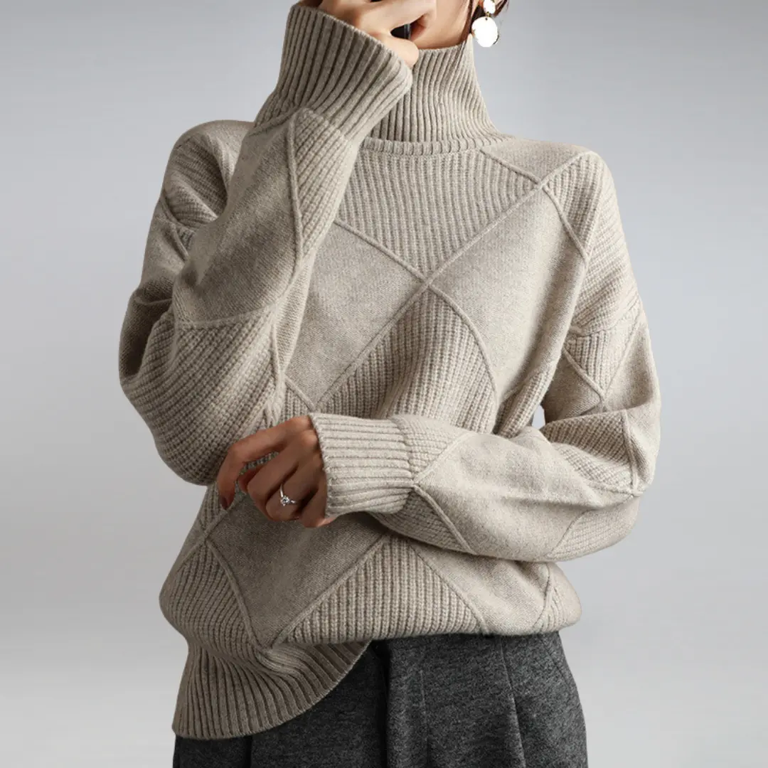 High Neck Turtleneck Sweater for Women – Cozy Oversized Style - Image 5