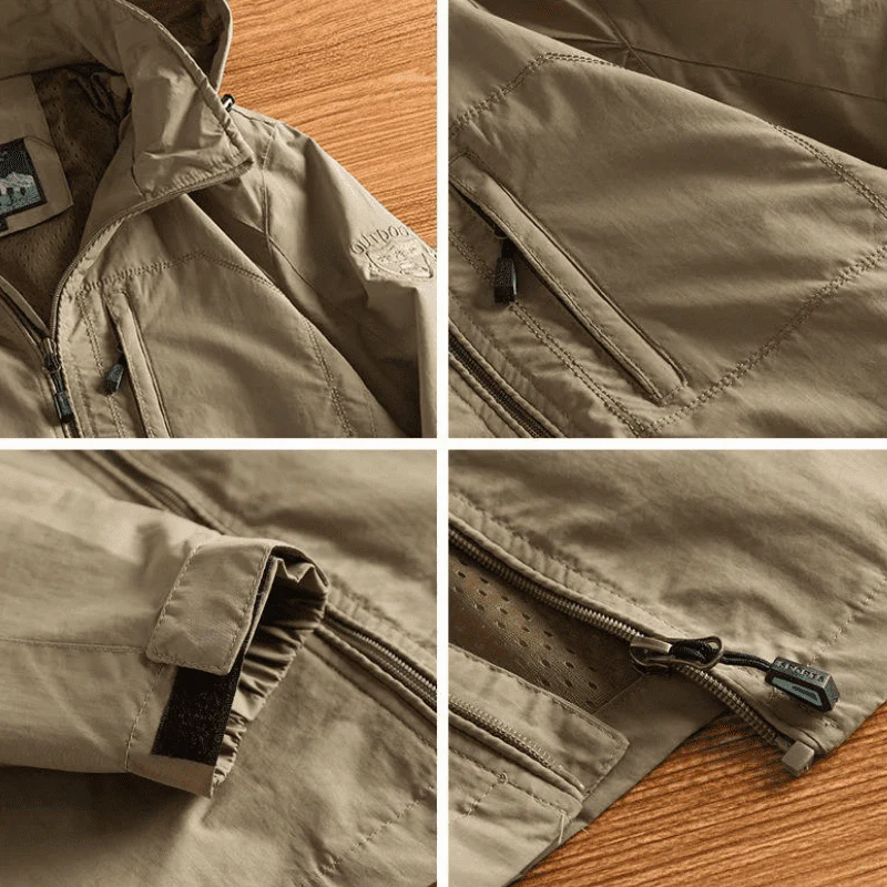 Hooded Full-Zip Hip-Length Hiking Jacket for Men – Durable & Functional Design - Image 3