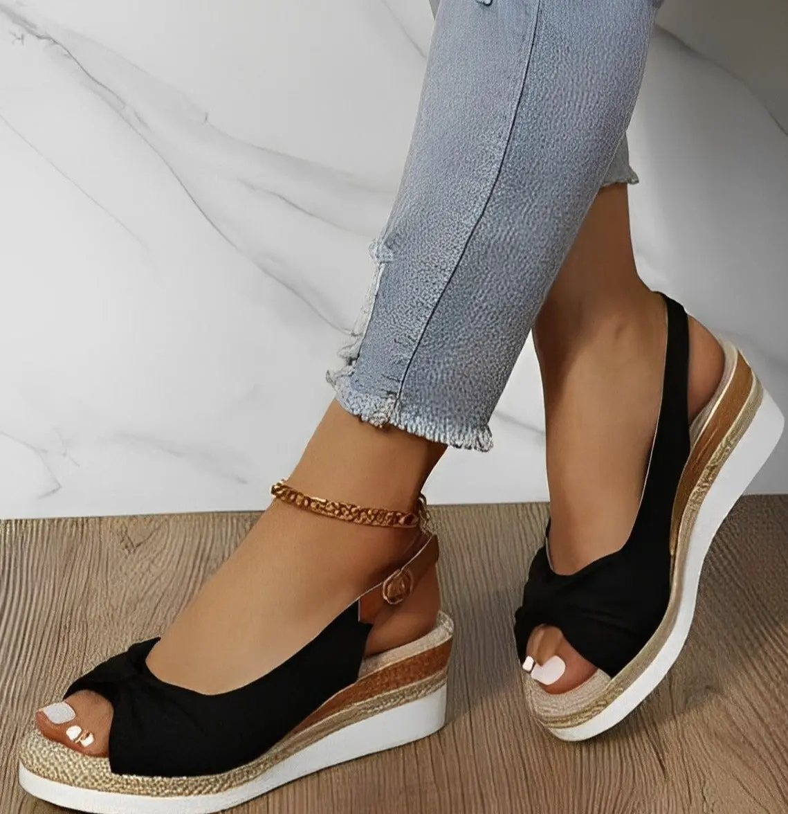 Knot Design Espadrille Wedge Sandals for Women – Chic & Comfortable - Image 3